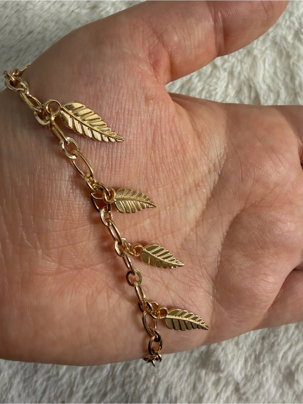 Gold Leaf Charm Bracelet - Women's Gold Tone Chain Bracelet